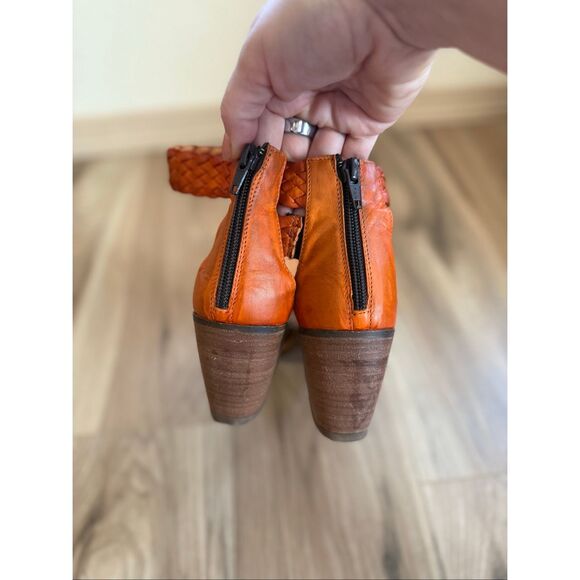 Sundance Leather Bonaire Heeled Woven Sandals Made in Italy Orange Size 38 - Picture 4 of 7